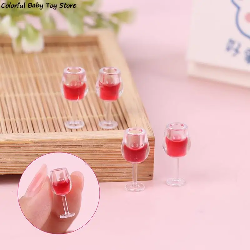 

4pcs 1/12 Mini Resin Wine Cup Simulation Furniture Model Toys For Decor Dollhouse Miniature Accessories