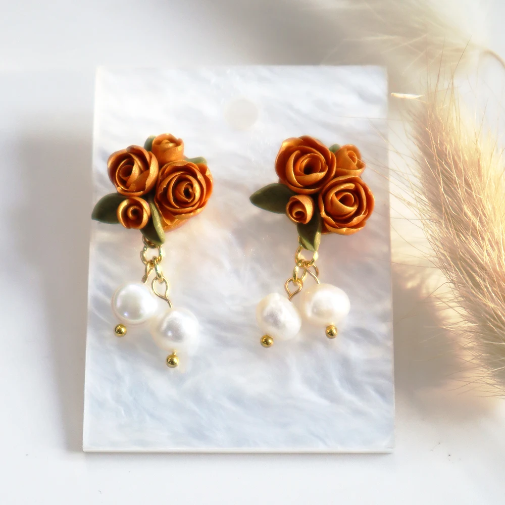 Новые модные серьги-капли с цветами для женщин висячие серьги из полимерной