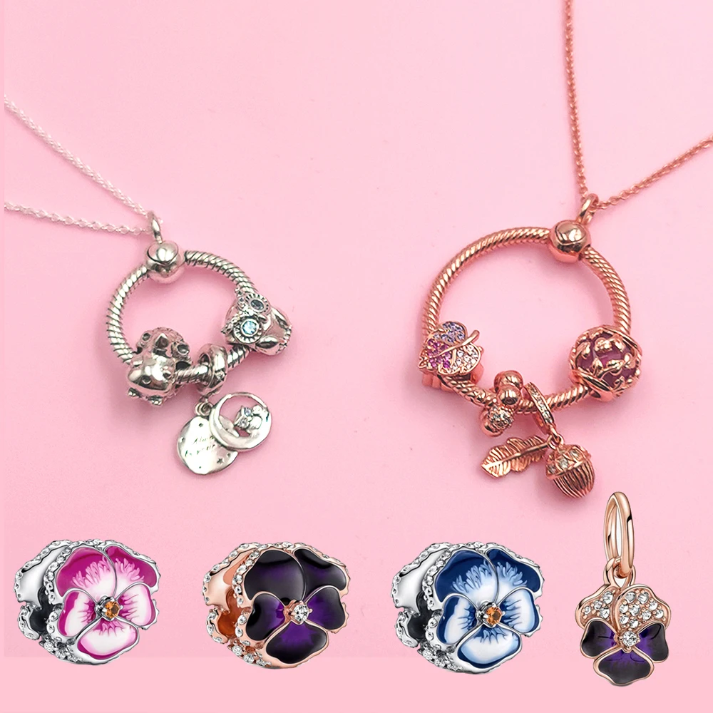 

S925 Sterling Silver Color O Circle Pendant Moments Necklace DIY Charm Jewelry For Women Gift Pendant Fit Original Charms