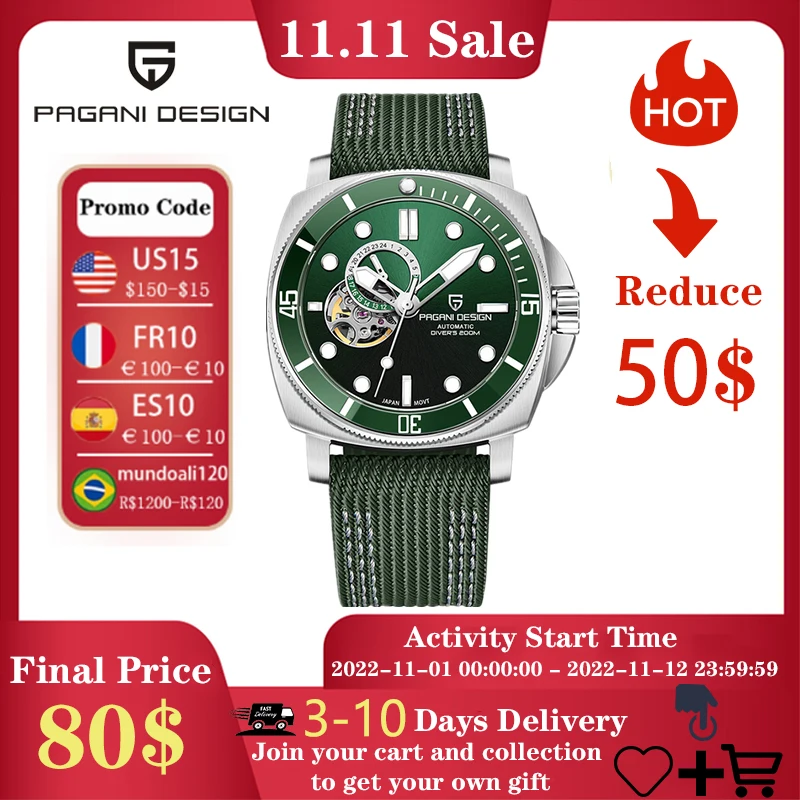 Скидка PAGANI DEISGN Новые 43 мм Керамические Мужские часы 200 м водонепроницаемые сапфировое стекло автоматические часы Япония NH39 часы из нержавеющей ста...