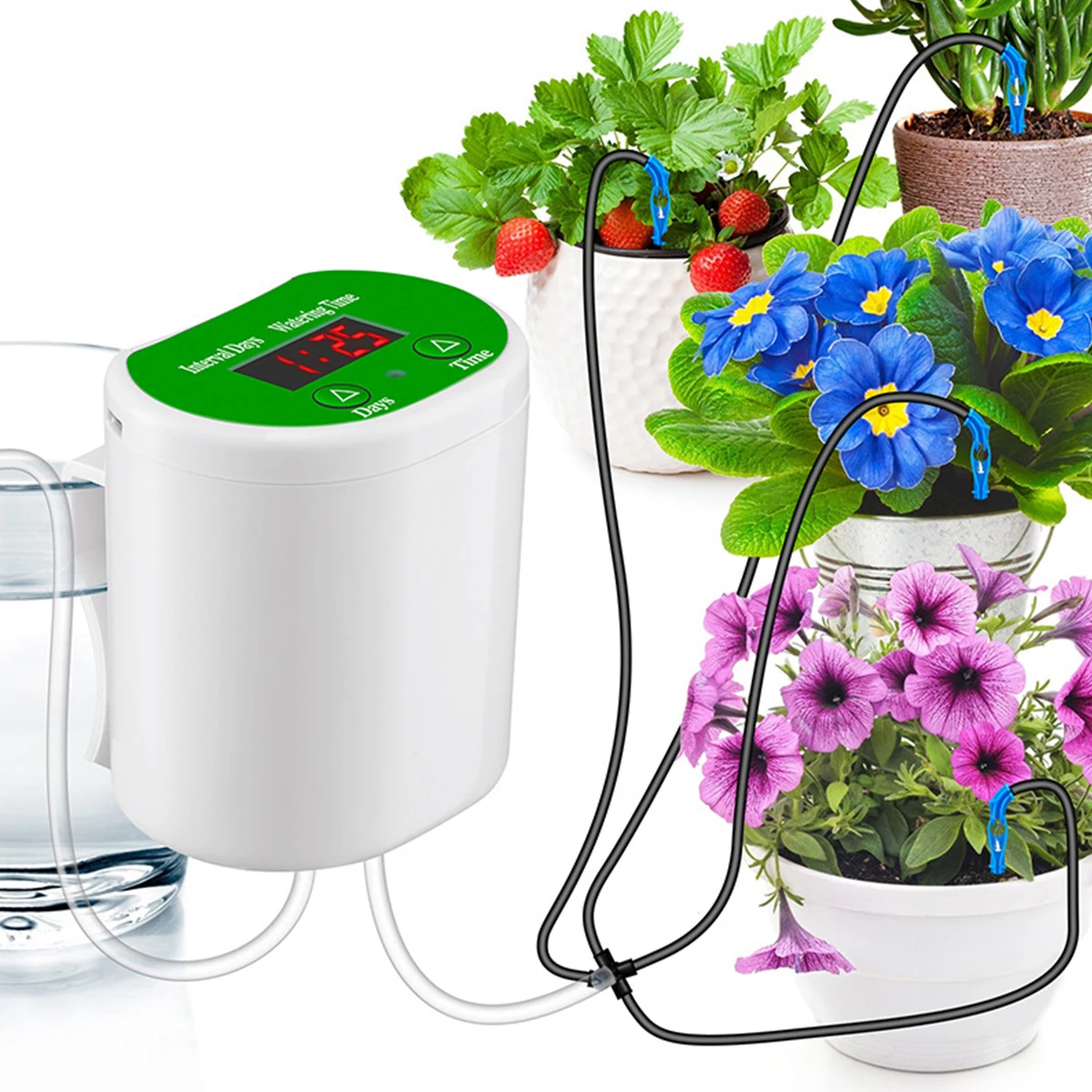 

Automatic Watering System for Potted Plants Houseplants Automatic Waterer Plant Drip Pump Timer System with Sprinkler Reusable