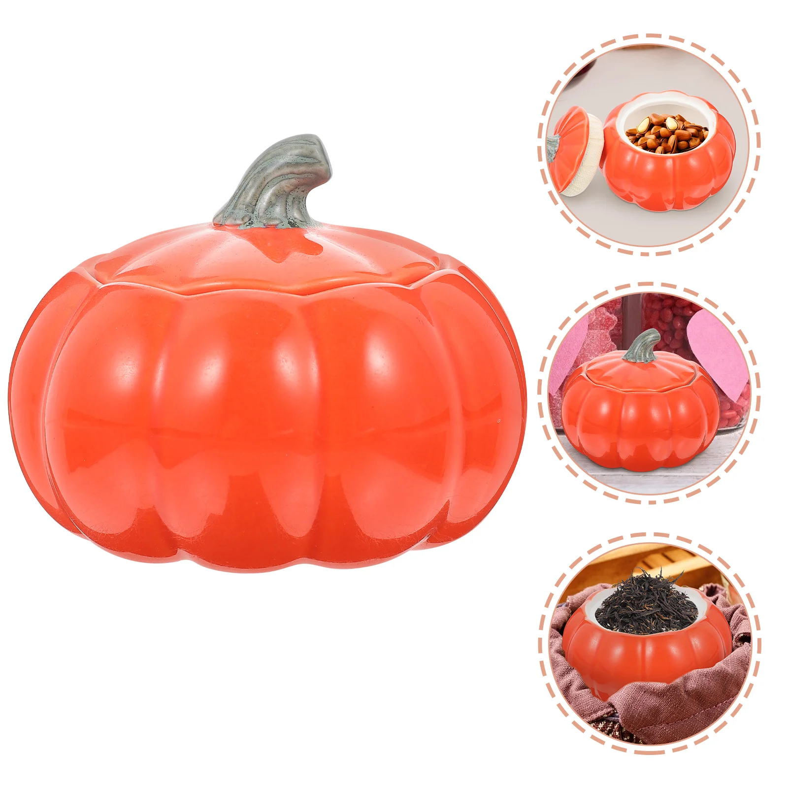 

Банка для хранения, контейнер для закусок, контейнер в форме тыквы, крышка для сладостей и сахара, маленькая керамическая герметичная емкос...