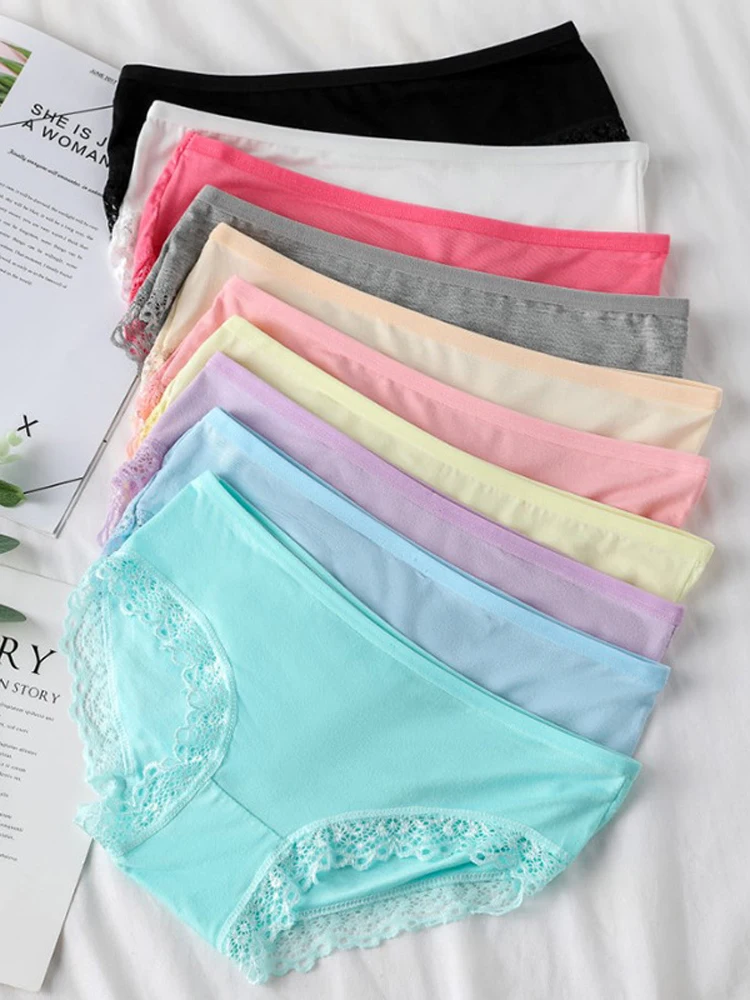 2 шт. женские трусики из хлопка и модала с кружевом | Женская одежда
