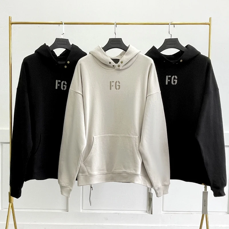 Fw21 New Season 7 High Street Sweatshirt FG Flocking Logo 100% Cotton Hip Hop Loose Oversize Unisex Fashion Hoodie