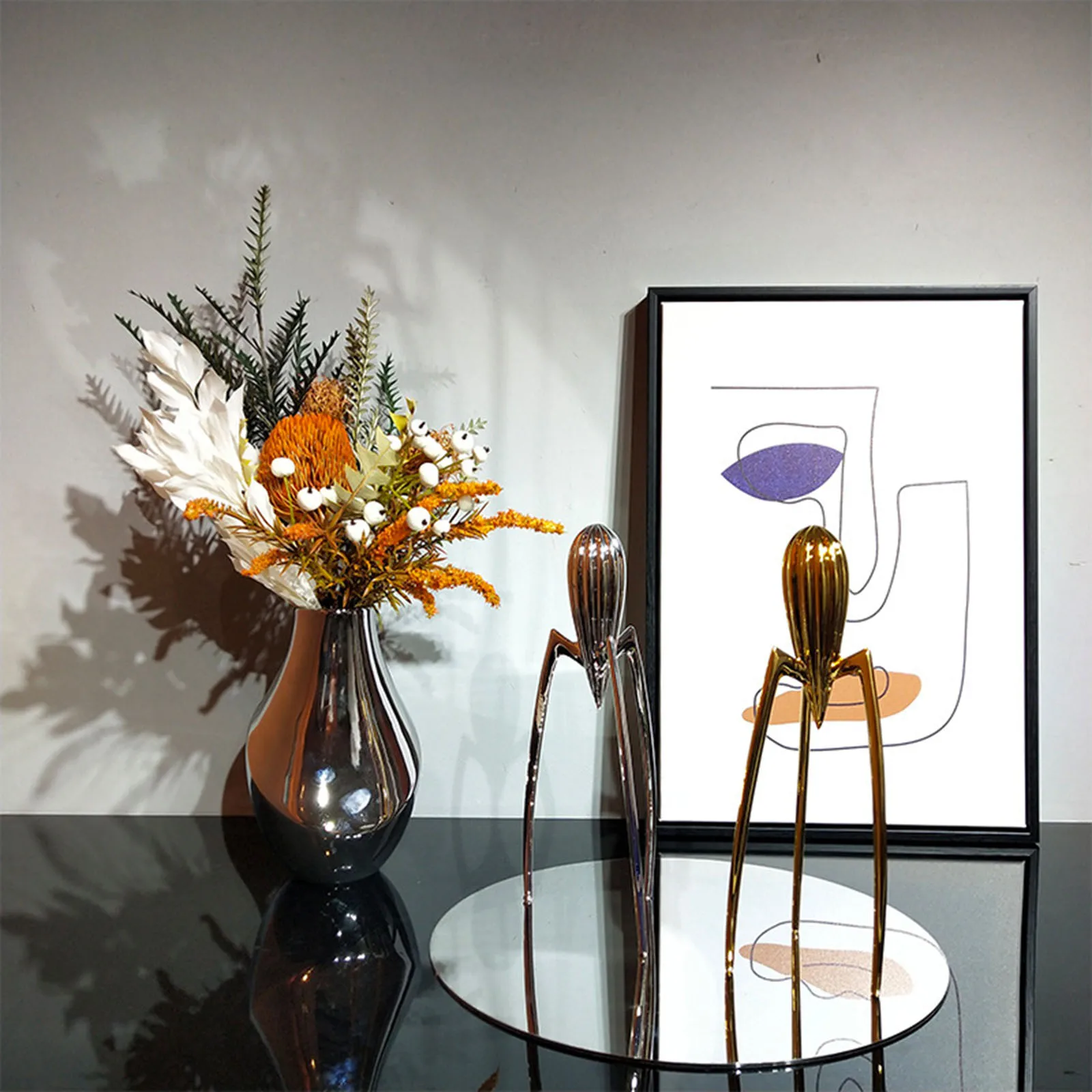 

Creative Statue Figurine Craft Resin Art Modern Nordic Sculpture for Home Decor Shelf Bedroom Restaurant Kitchen Living Room