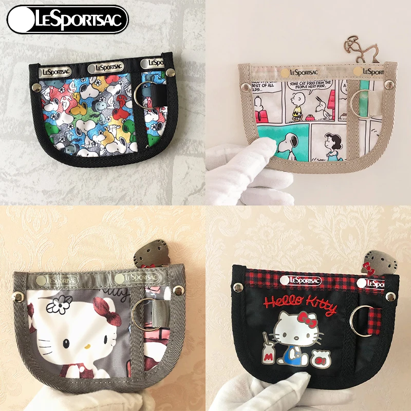 

Кошелек для монет Lesportsac Snoopys, мультяшный кошелек с рисунком Hello Kittys, держатель для карт для студентов, сумка для хранения, брелок, игрушка для ...