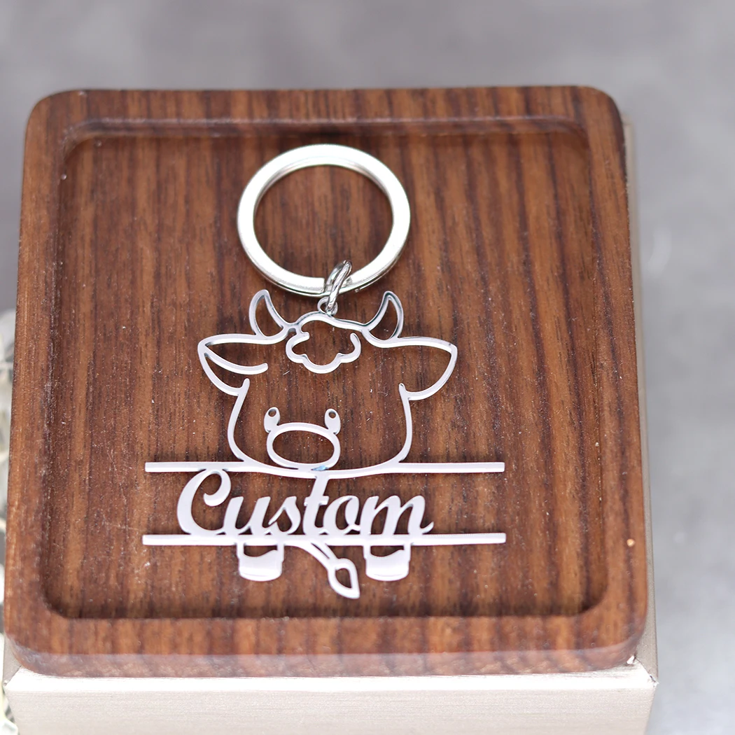 QIMING индивидуальное имя детский брелок с оленем для женщин из нержавеющей стали