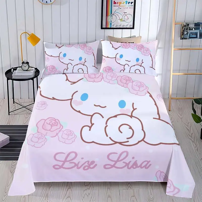 1 Pcs Sanrio Anime Cinnamoroll Single Bed Sheet Kawaii Cute Ins Bedroom Double Bedding Article Children Girl Cartoon Bed Linen images - 6