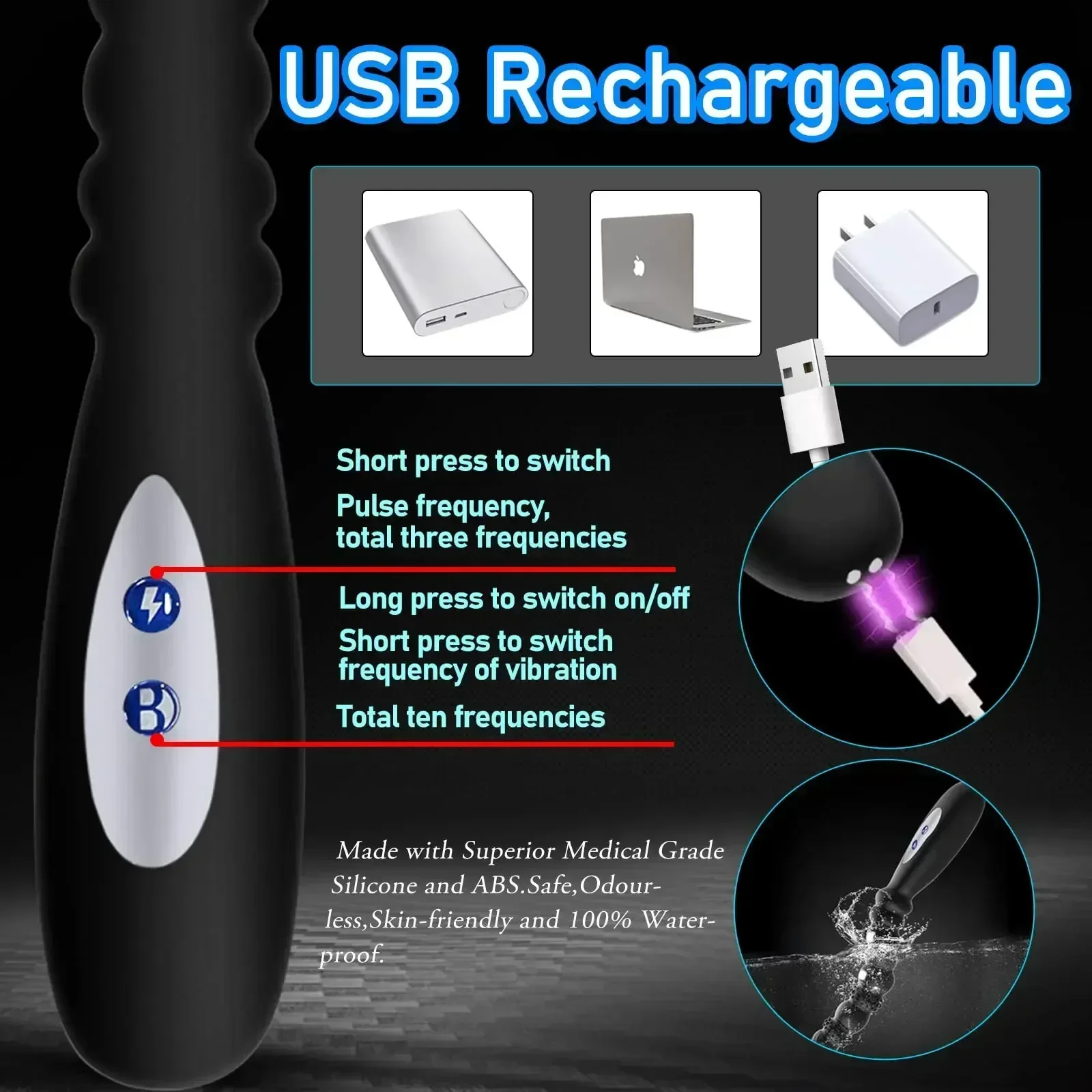 Электрический шок импульсный анальный фаллоимитатор вибратор для мужчин и