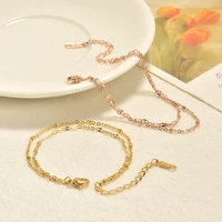 ailodo multilayer stainless steel chain bracelets for women minimalist party wedding charm bracelets fashion jewelry girls gift