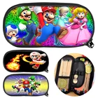 Чехол для карандашей в стиле Super Mario Bros, нейлоновый вместительный чехол для карандашей с рисунком Луиджи, школьные принадлежности для учеников, канцелярские принадлежности, чехол для ручки с анимацией