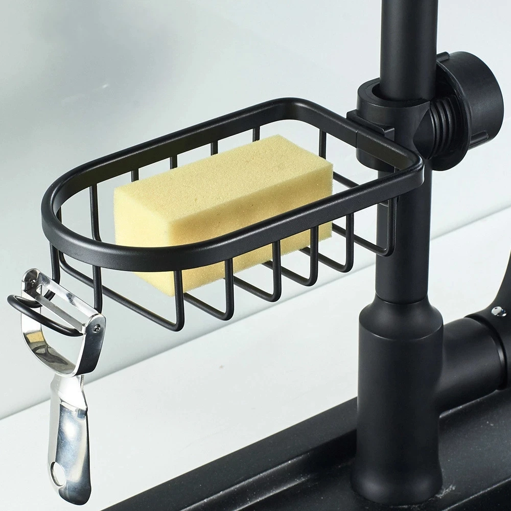 Фото Adjustable Kitchen Sink Faucet Rack Bathroom Shower Shelf Rag Sponge Storage For Shampoo Soap Organizer Holder - купить по выгодной