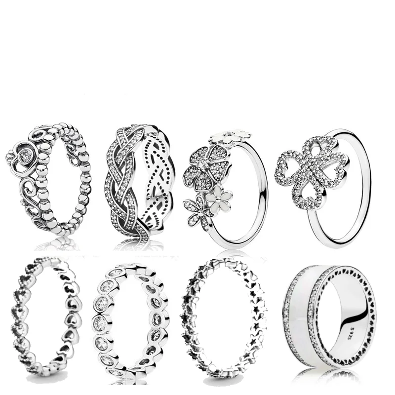 

LR Luxury PAN 925 Silver Ring For Women Full Dazzling Zircon Diamond Flower Ring Mother's Day Gift Fine Jewelry 2022 Trend