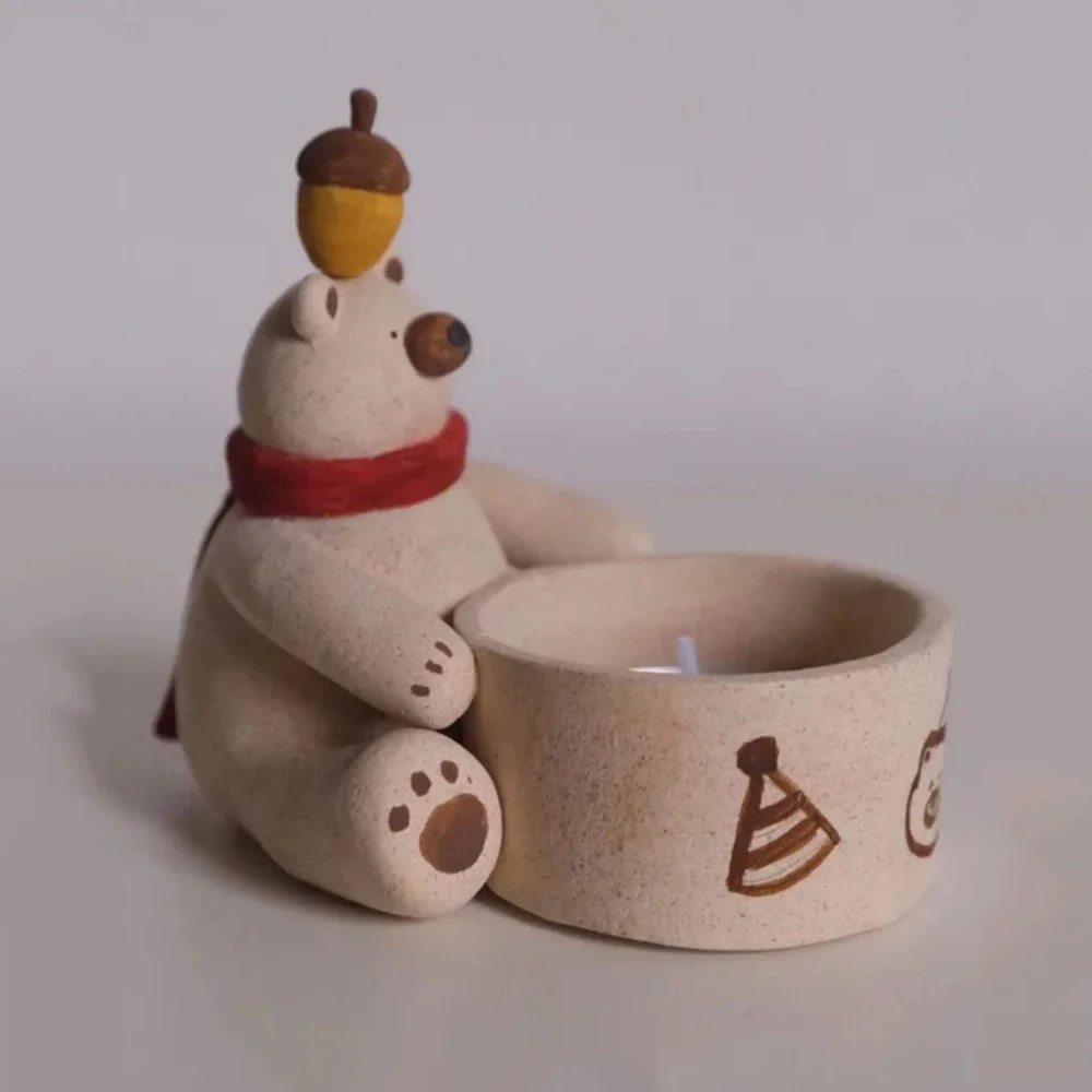 Креативный подсвечник с медведем украшения из смолы милые для дома гостиной