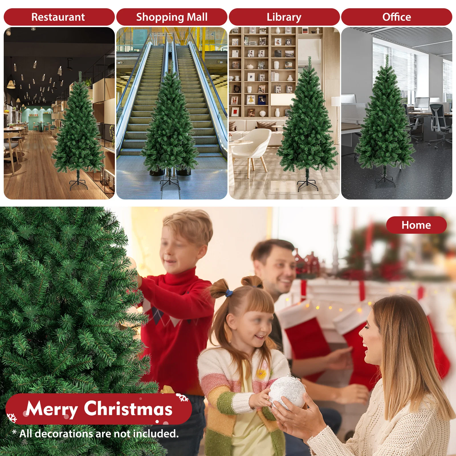 

6FT Christmas Tree Artificial Christmas Tree Fake Fluffy Xmas Trees Holiday Decoration with Metal Foldable Stand
