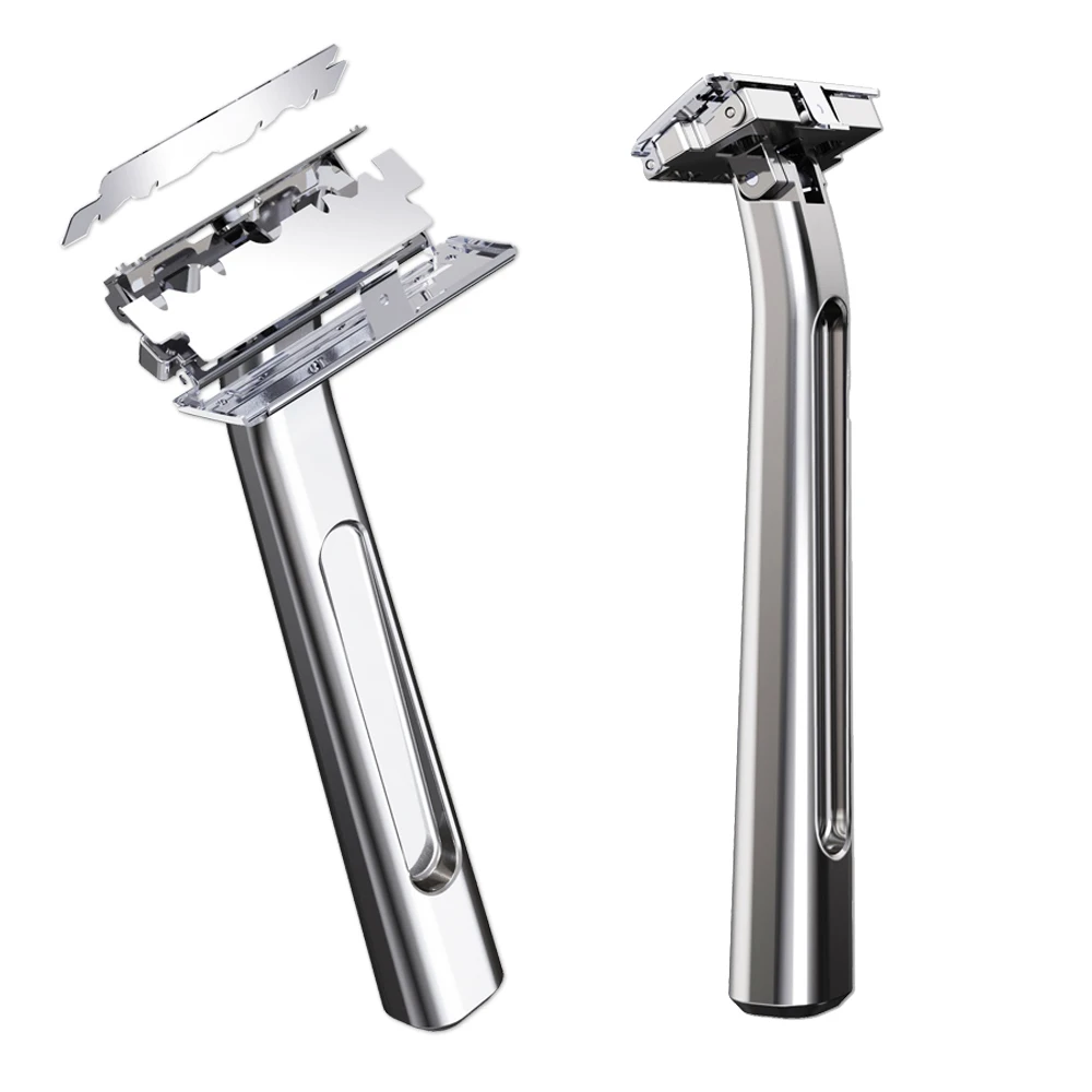 Фото Whityle 20TS Glide Pro 4D Super 2-лезвийный комплект безопасных бритв с половинным лезвием, гладкая бритва с подставкой, подарок премиум-класса для мужчин №4