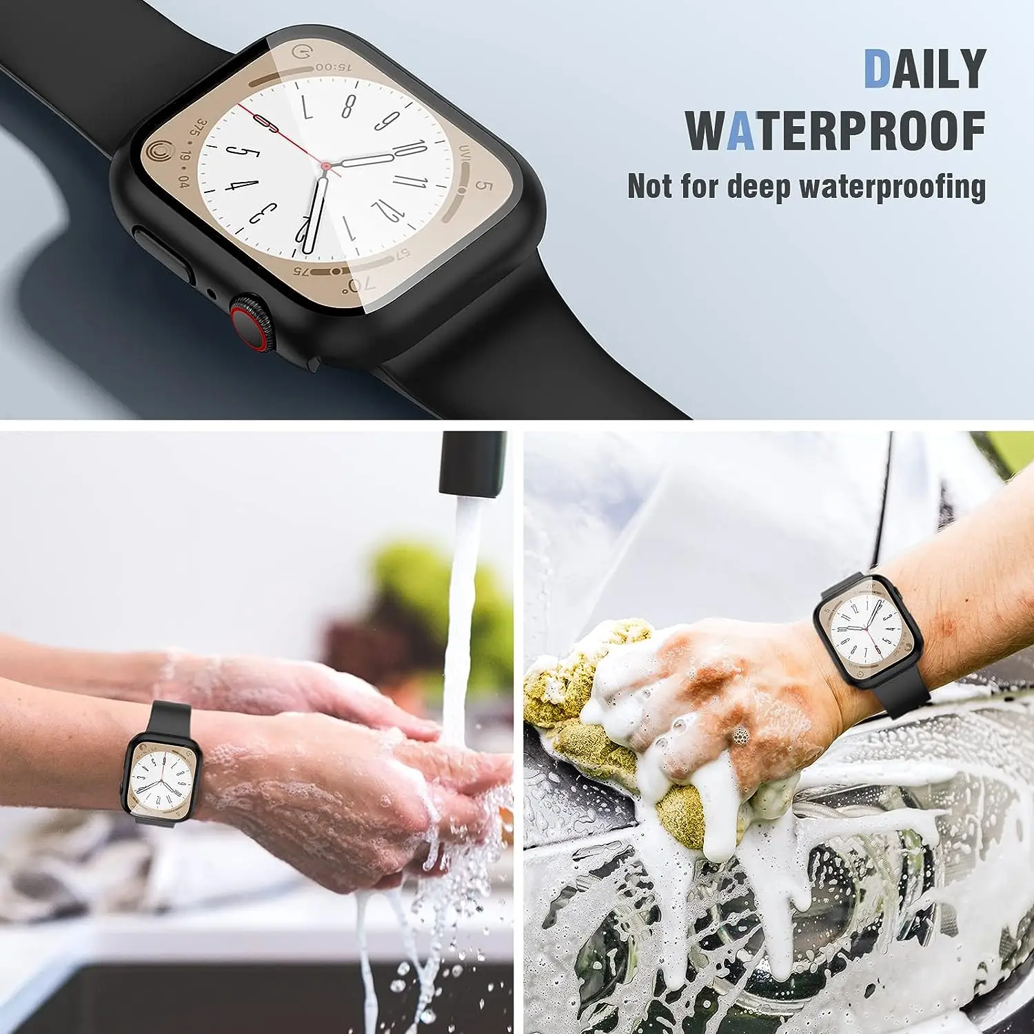 Стекло + крышка для Apple Watch, чехол 45 мм, 41 мм, 44 мм, 40 мм, 42 мм, 38 мм, аксессуары, покрытая защитная пленка для экрана iWatch series 9 6 5 3 se 7 8 (art.: 3920c8200c574) - 3920c8200c574