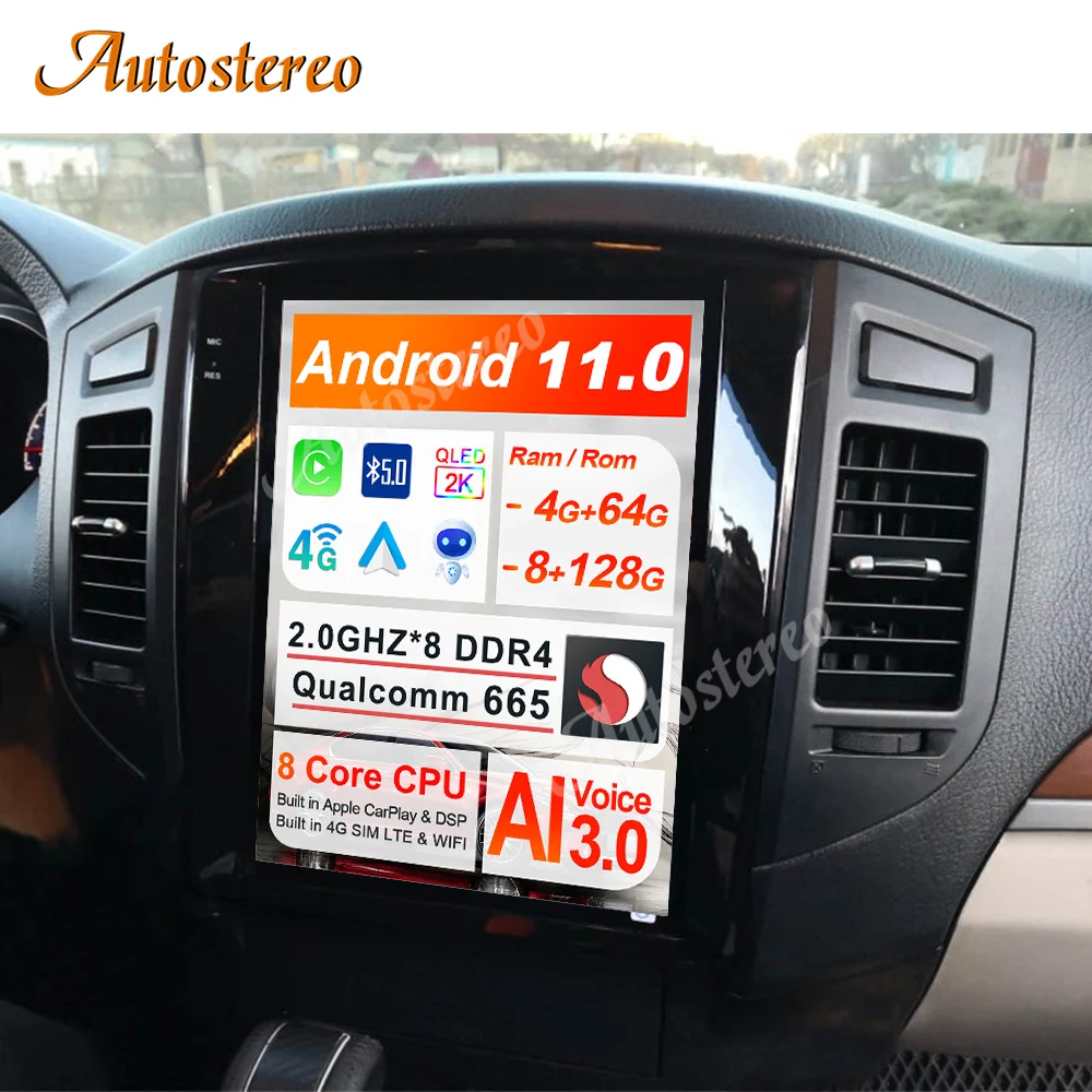 12 3 Android 10 8 + 128 для MITSUBISHI PAJERO Shogun Montero 2006-2016 головное устройство с GPS-навигацией