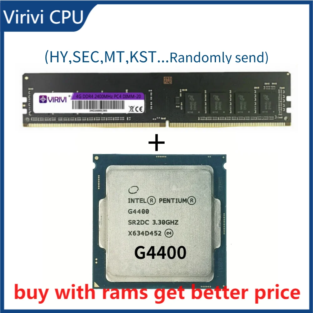 

DDR4 4G 2400Mhz with G4400 3.3GHz 3M 2 Core 2 Thread 54w LGA1151 Processor desktop memory