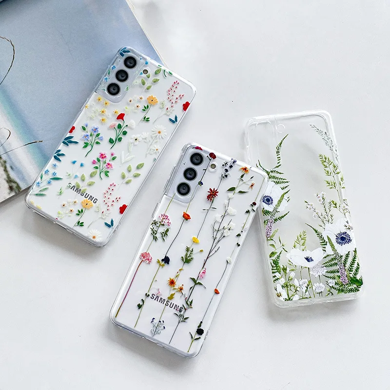 

Clear Flower Phone Case For Samsung Galaxy S22 Ultra S21 Plus S20 FE A13 A33 A53 5G A73 A52s 4G A72 A82 A22 A32 Soft Thin Cover