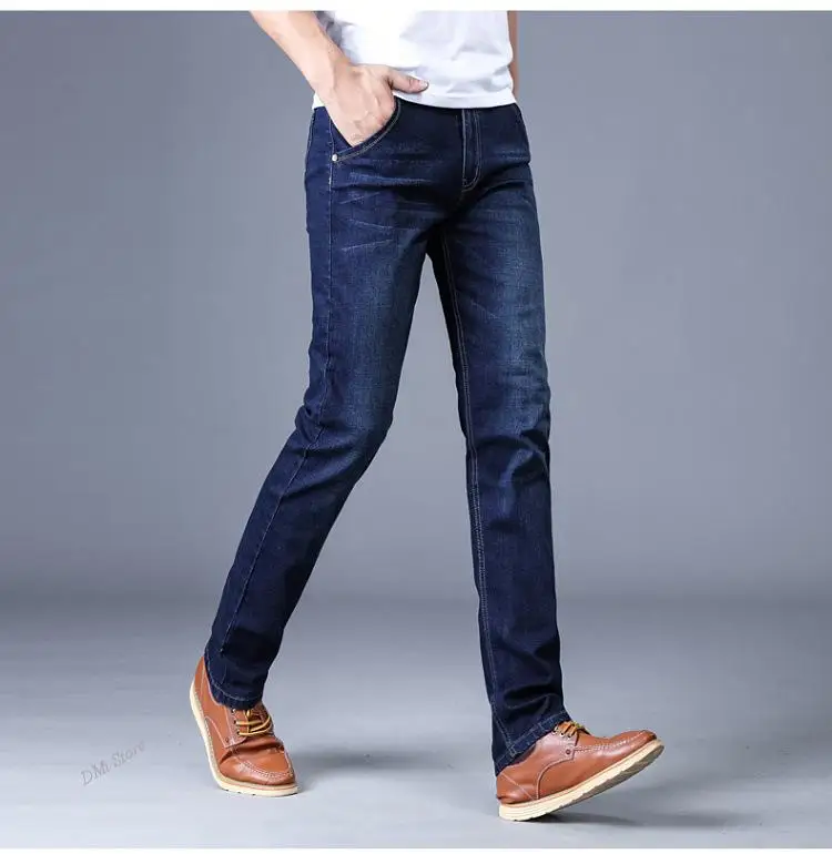 DIMI Slim Straight Long Denim Pants New Men Stretch Jeans Male Classic Elasticity Business Jeans Men Fashion Comfortable Solid