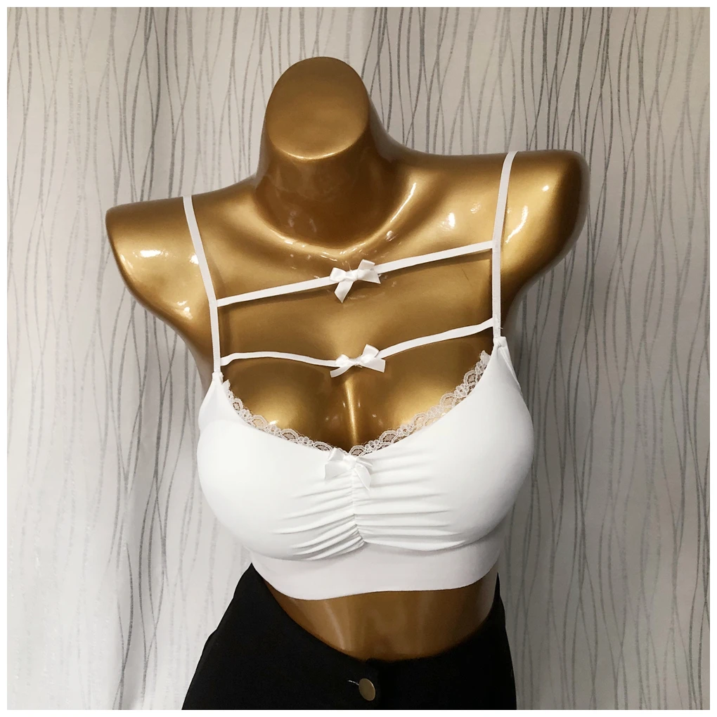 2024 New All-Match Inner wear Vest Elastic Scheming Design Sweet Small Backless Sling Tube Top