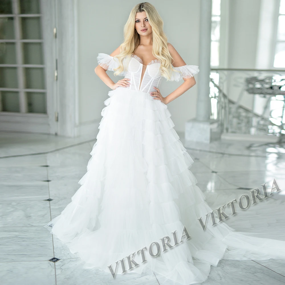 

VIKTORIA Simple Chic Wedding Dress Off Shoulder For Woman Bride Tiered A-LINE Appliques 2023 Vestidos De Novia Custom Made