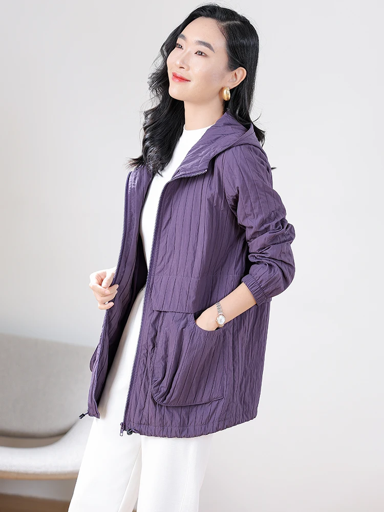 Женская фиолетовая повседневная куртка Agudo с длинными рукавами весенне-осенняя