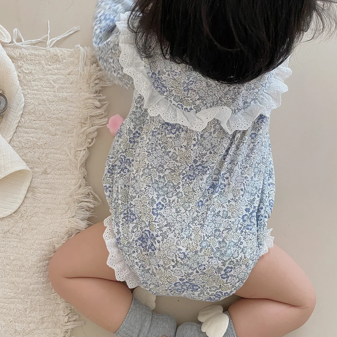 RiniKinda 2022 Autumn Baby Girl Rompers Long Sleeve Romper Jumpsuits One-piece New Nylon Lace Fashion Newborn Baby Girl Clothes