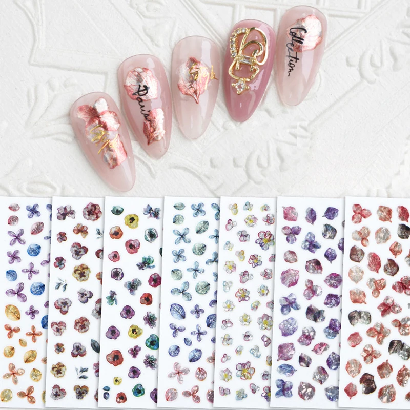 

Laser Flower Nail Stickers Nail Art Press On Nails 3D Petal Stickers For Nails Super Flash Nail Accessories Beautiful Stickers