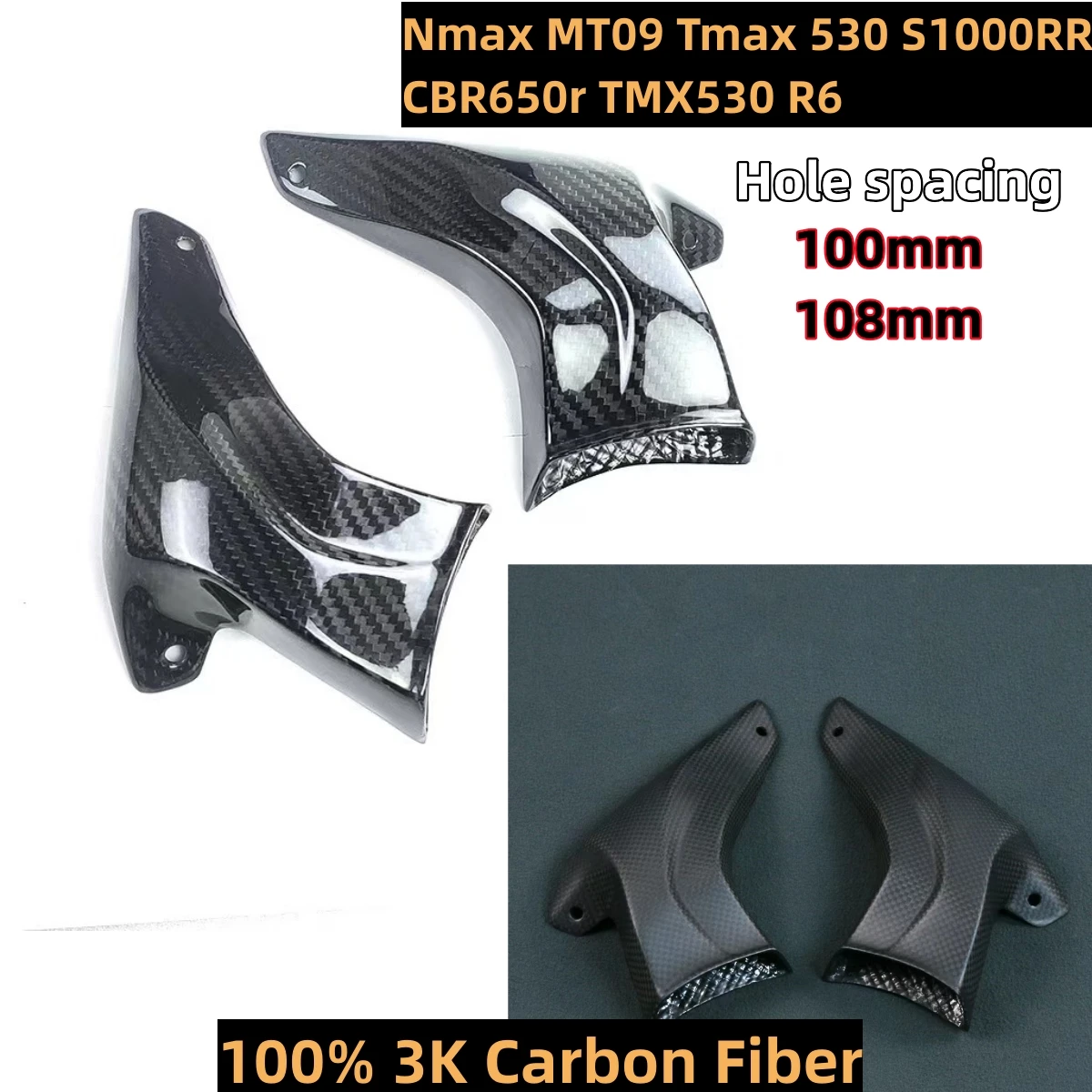 

3k Full Carbon Fiber Motorcycle GP Brake Cooler Air Intake Fairings Kit Universal Nmax MT09 Tmax 530 S1000RR CBR650r TMX530 R6