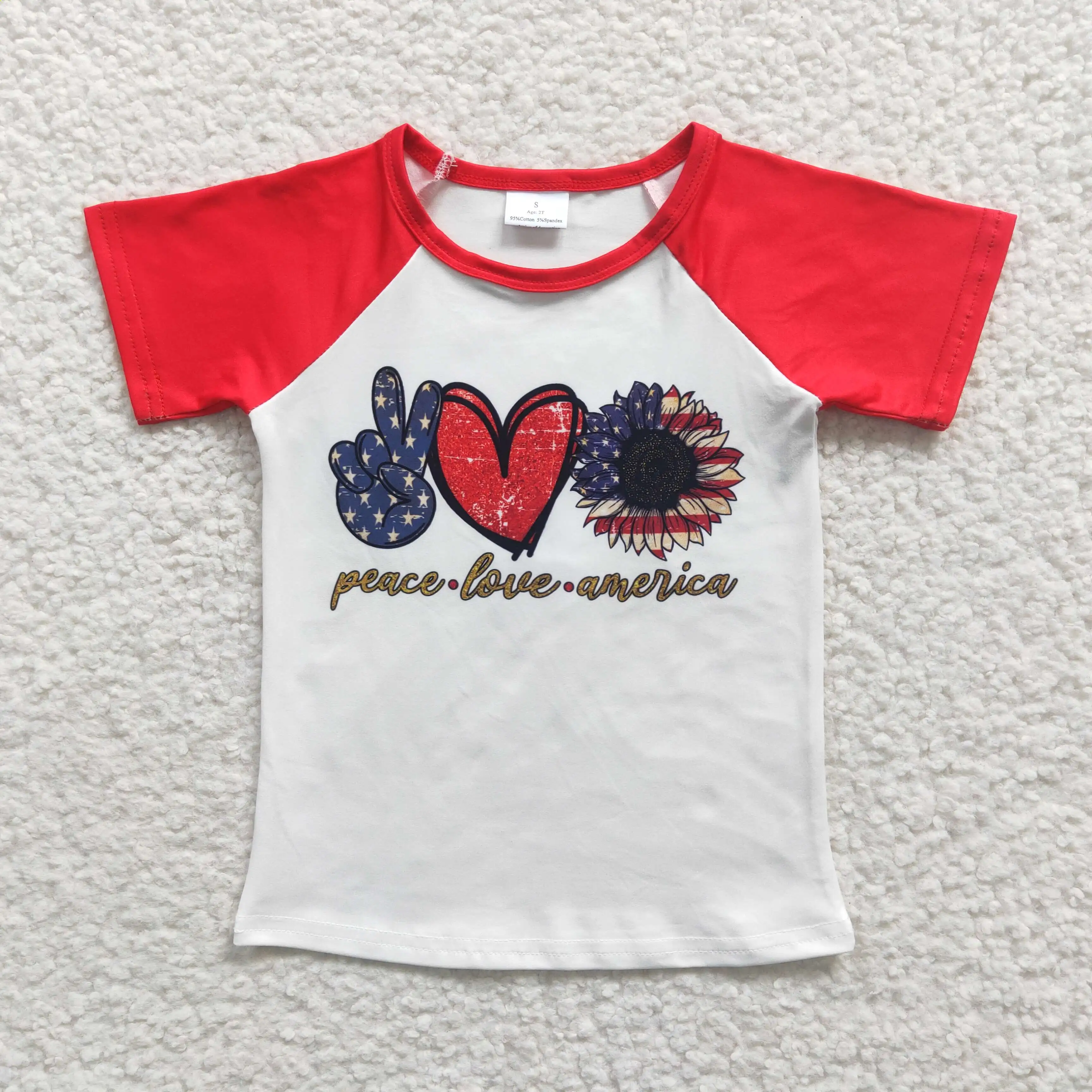 

N​ew Update Wholesale RTS Summer Sunflower Kids Patriotic Top Clothes Children 4th Of July Tees Baby T Shirts For Girls