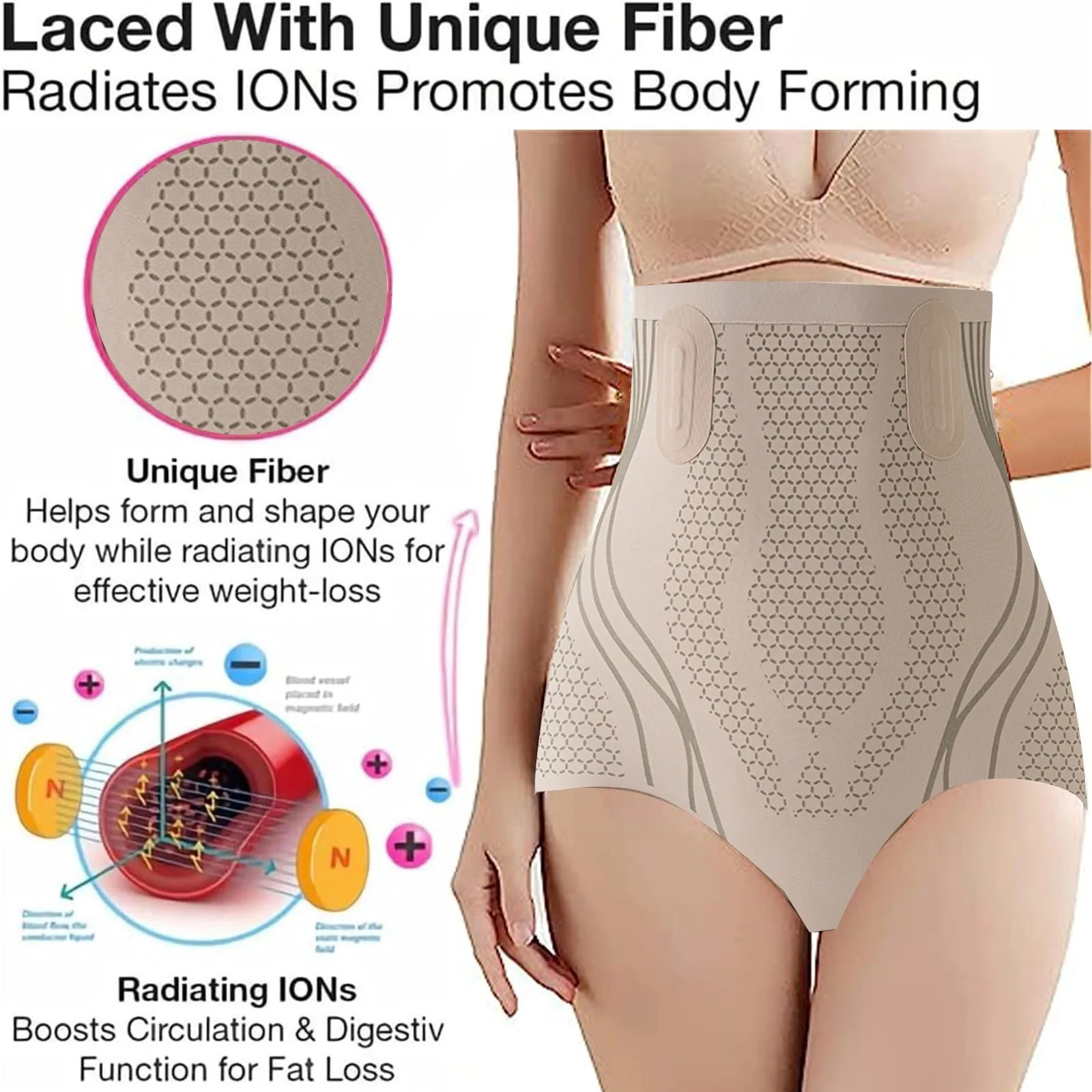 

2023 Summer Ionstech Unique Fiber Restoration Shaper Negative Oxygen Ion Fat Burning Tummy Control Bodysuit Panties Body Shaper