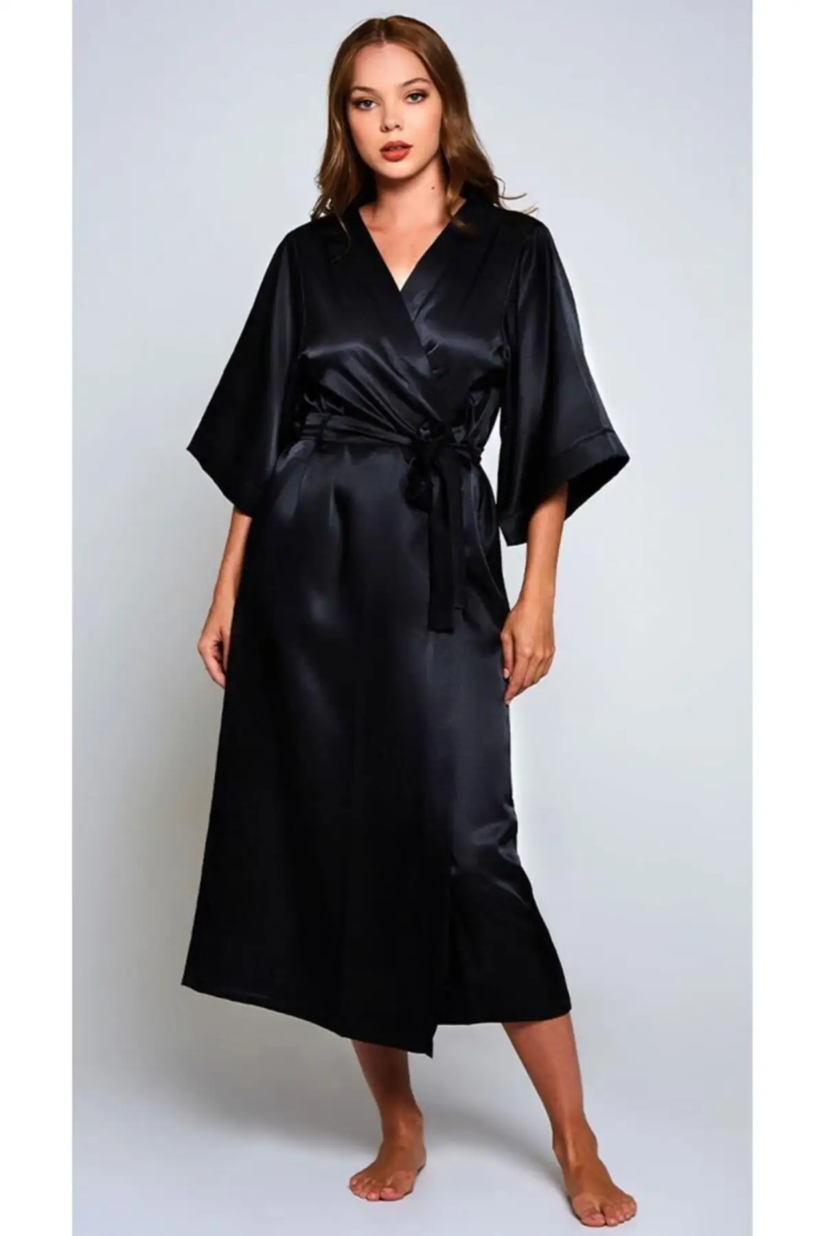 

Dressing Gown Straight Long Satin Fashion Robe Robe Sexy Peignoir Kimono Bride Sleepwear Night Gown Gown