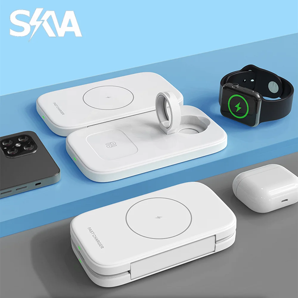 

3 в 1, складная беспроводная зарядная док-станция, 15 Вт