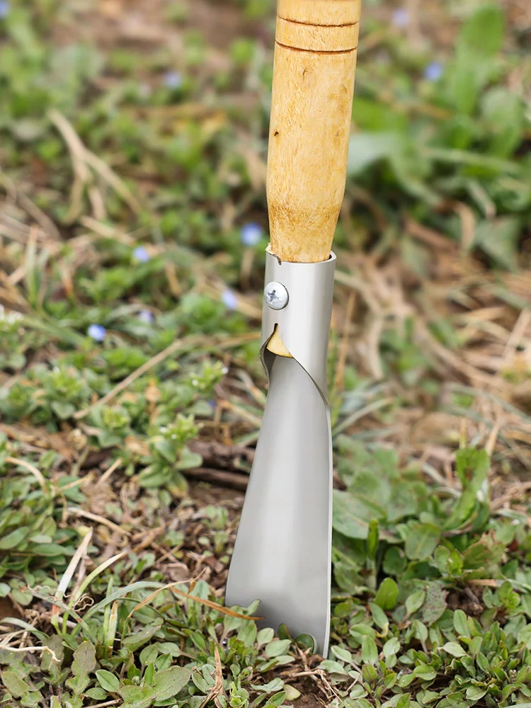 Transplanting Spade Multifunction with Wood Handle Digging Scoop Garden Tool Steel Trowel