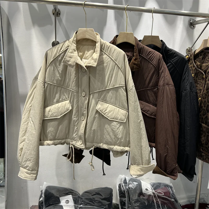 Корейская серия однобортное пальто с отложным воротником и хлопковой подкладкой