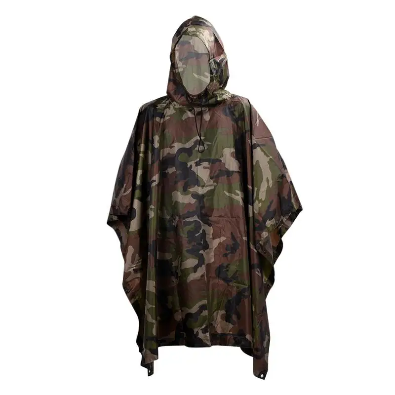 

Hooded Rain Poncho Camo Raincoat Waterproof Rain Poncho Jacket Camouflage Rain Poncho Outdoor Portable Shelter For Marine Hiking