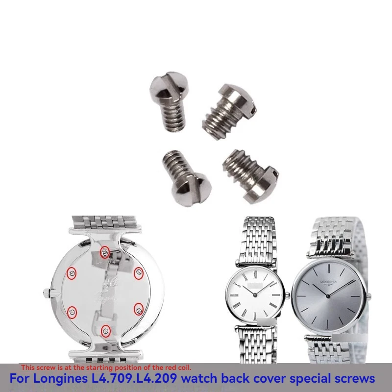 Фото Для Longines L4 Jialan крышка Винты для часов задняя крышка винт Нижняя крышка винт L4.209 L4.709 серебристо-золотистые Запчасти для часов с инструментами №1
