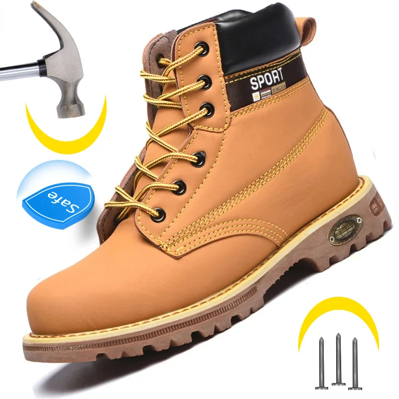 

Indestructible Work Boots Men Puncture-Proof Safety Boots Winter Shoes Protective Work Shoes For Martin Boots Steel Toe Shoes