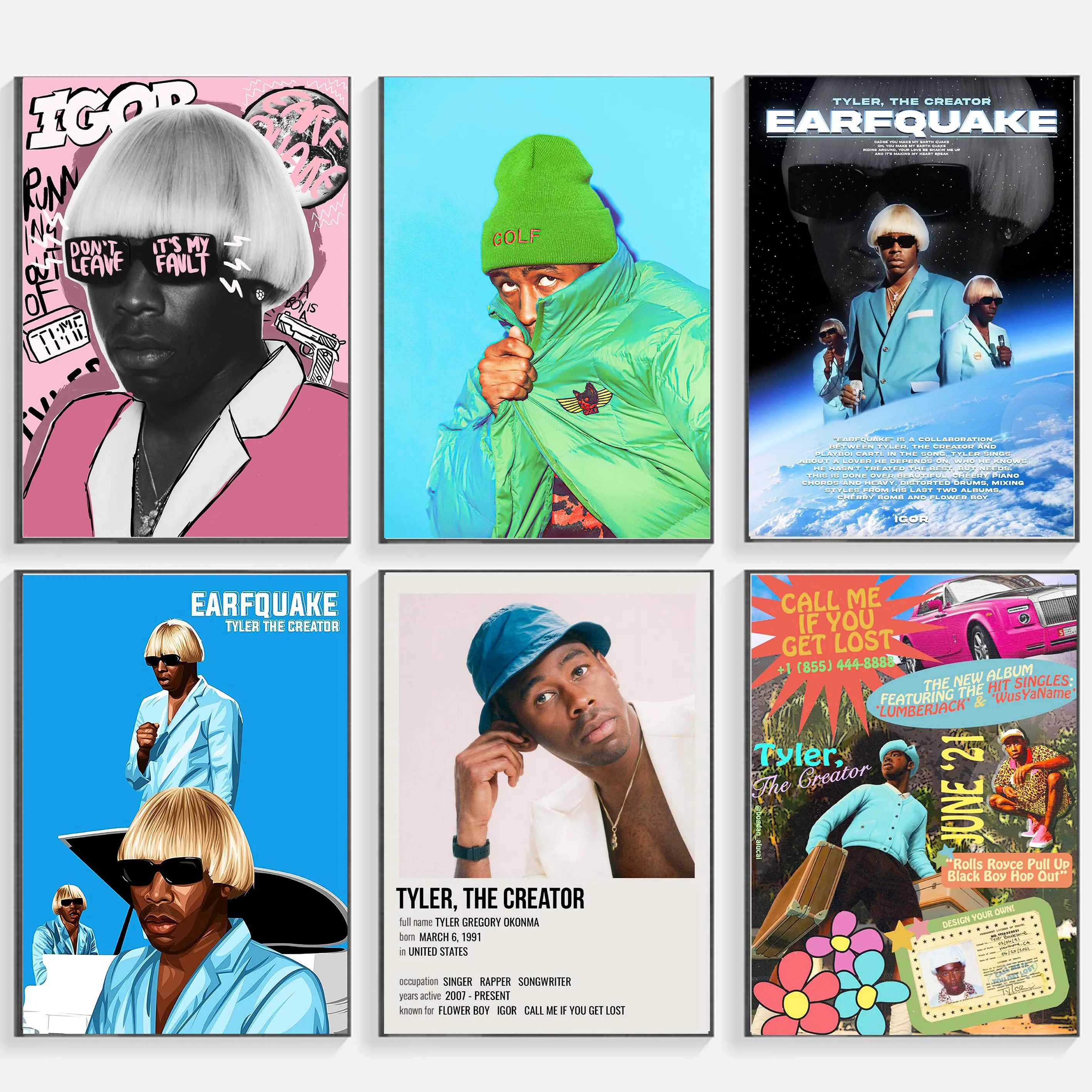 

White Paper Painting Tyler The Creator Hip Hop Rapper Star Posters Wall Art Painting Kraft Paper Prints Home Room Bar Decor