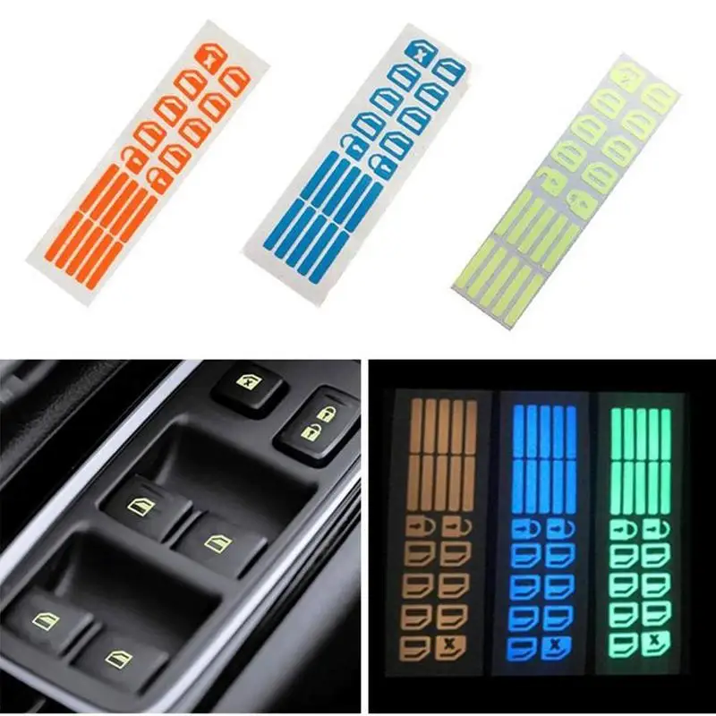 

Car Luminous Switch Button Sticker Glow In The Dark Vehicle Window Button Decals Universial Window Lift Modification Sticker