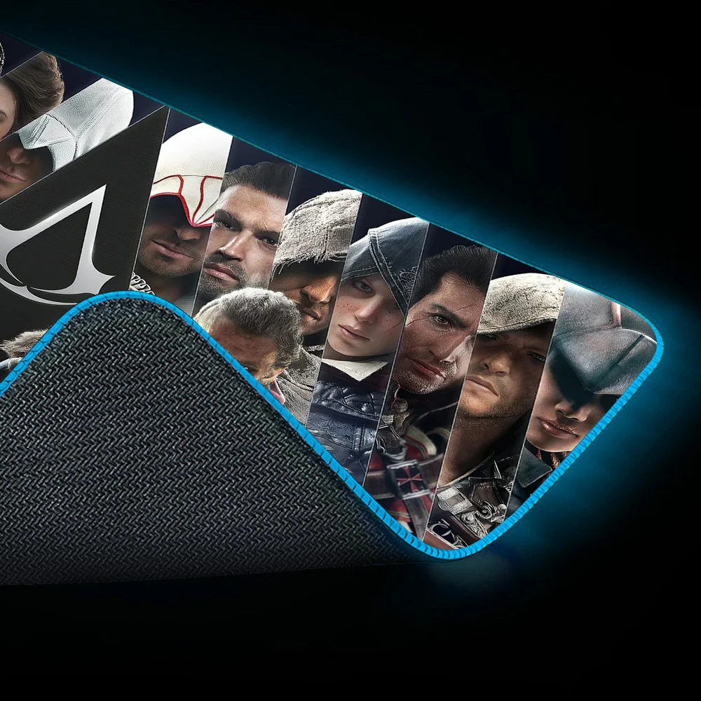 assassins creeds game led mouse pad rgb rug mouse mat laptop mini pc gaming accessories keyboard play mat with backlight for pc free global shipping