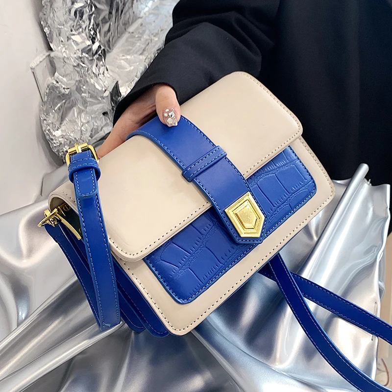 

Vintage Style Women's Bag Hit Color High-quality Bag Female 2022 New Style Messenger Bag Fashion Shoulder Bag Casual Square Bag