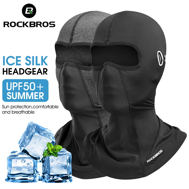 

ROCKBROS Cool Men's Hat Summer Anti-UV Bike Helmet Full Face Mask Motorcycle Balaclava Ice Silk Breathable Dustproof Cycling Cap