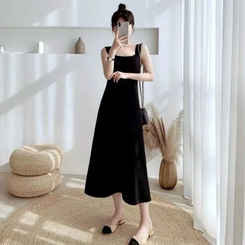 

Summer Woman Modal Bottomed Suspender Inner Dresses Female Medium Length Loose Sleeveless Vest Dress Ladies Long Dresses G93
