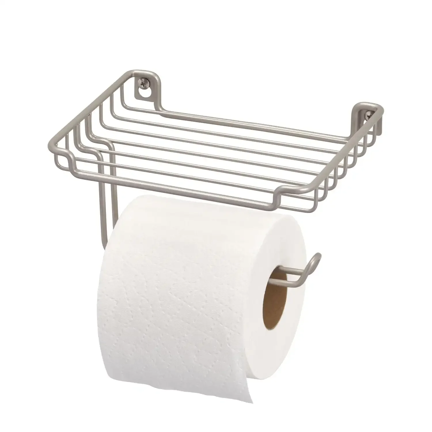 

Wall Mount Toilet Paper Dispenser with Shelf, 7.2" x 5.3" x 3.8", Satin