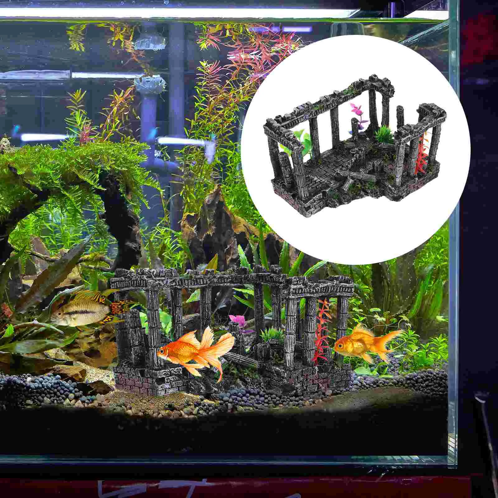

1pc Simulate Resin Roman Column Fish Tank Ornament Decorative Roman Column