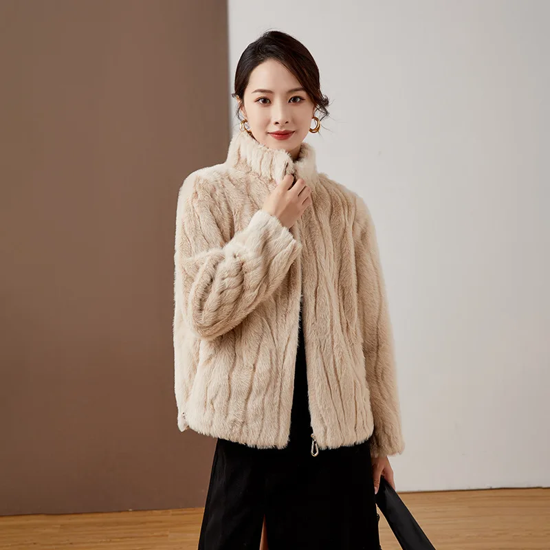 Winter Jacket Women 2022 New Korean Fashion High Grade Stand Collar Zipper Thick Warm Faux Fur Coat Office Lady Clothing Tops