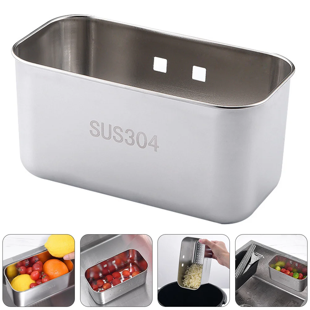 

Stainless Steel Drain Basket Kitchen Sink Washing Draining Dish Drying Rack Storage Strainer Rice Filter Supplies collection